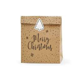 Sacchetti regalo buon natale, kraft, 25x11x27cm (1 confezione / 3 pezzi)