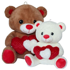 Pelouche orso teddy con 3 cuori 25 cm