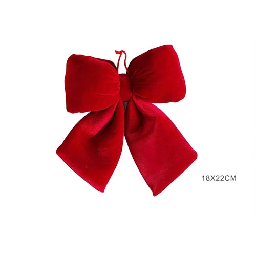 Fiocco natalizio decorativo in velluto rosso – 18 × 22 cm
