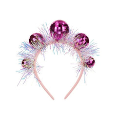 Cerchietto con palla da discoteca, 17,5x17,5 cm, rosa