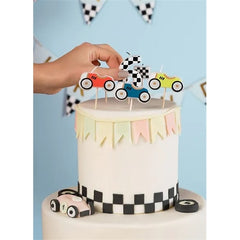 Candeline di compleanno a forma di auto da corsa, 2-3 cm, miste (1 confezione / 5 pezzi)