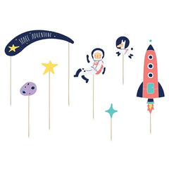 Decorazione per torta a tema spaziale, 9,5-24,5 cm (1 confezione / 7 pezzi)