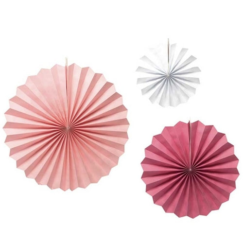 Ventagli in carta rosa cm 20/30/40 3 pz