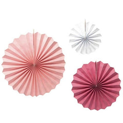 Ventagli in carta rosa cm 20/30/40 3 pz