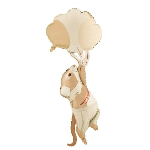 Topolino in lamina metallica con palloncini, 44x104 cm