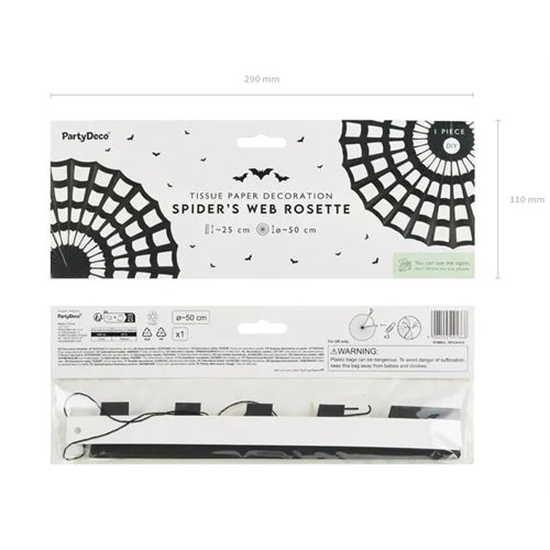 Rosetta decorativa ragnatela, nera, 50 cm