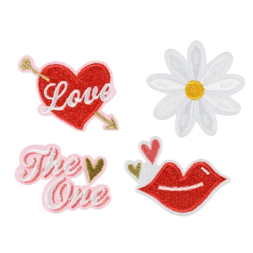 Toppe termoadesive love, mix, 5,5-6,5x3,5-4,5 cm (1 confezione / 4 pezzi)