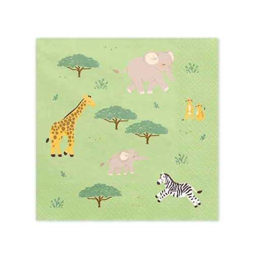 Tovaglioli safari, 33x33 cm, misti (1 confezione / 12 pezzi)