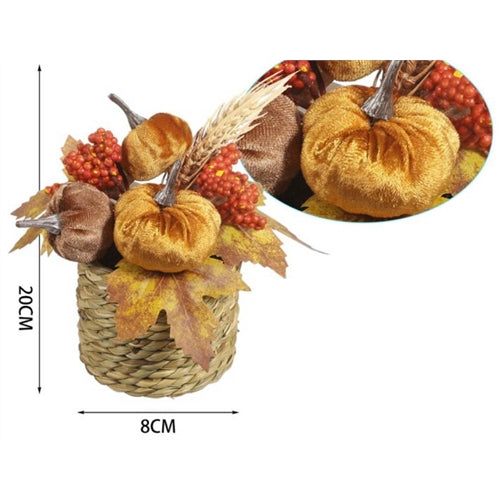 Centrotavola autunnale h. 20 cm con vaso in juta