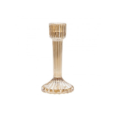 Candelabro in vetro rigato champagne perlato 16 cm
