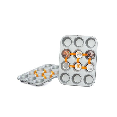 Teglia 12 muffin in acciaio antiaderente diametro 7 - 35x26xh.3 cm