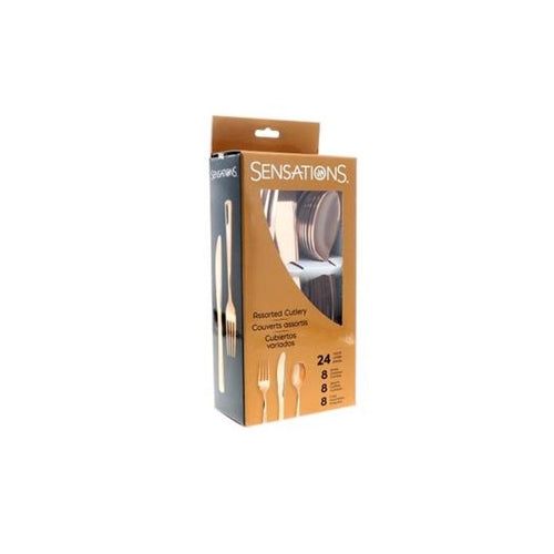 Sei di posate riutilizzabili rosa gold 24 pz