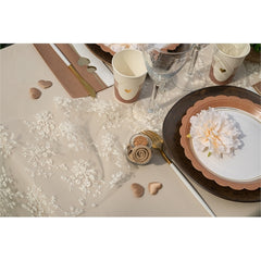 Runner in tulle ricamato avorio – 25 cm × 2,5 m