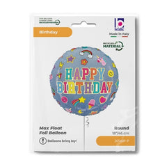 Palloncino in foil 18" happy birthday effetto jeans