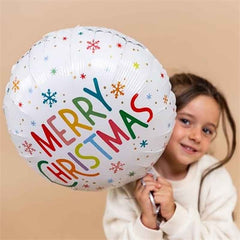 Palloncino in foil 18" fiocchi di neve multicolor "merry christmas"