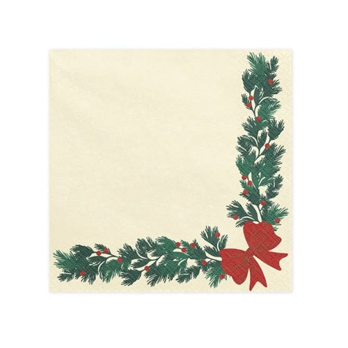 Tovaglioli ghirlanda natalizia, 33x33 cm, beige
