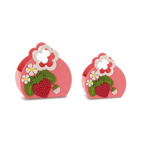 Set 2 borsette rosa con fragole 140 x 75 x 140/175 x 85 x 180 mm