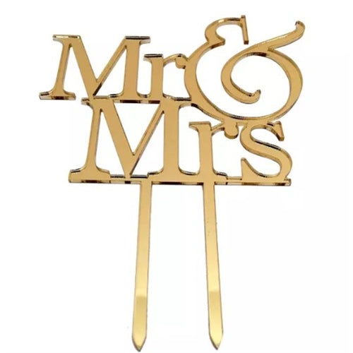 Cake topper in plex mr&mrs oro