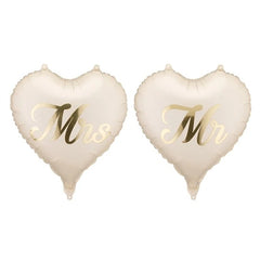 Palloncini in foil a forma di cuore mr e mrs, 45 cm, mix (1 confezione / 2 pezzi)