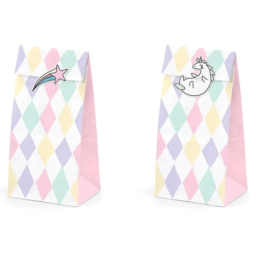 Sacchetti per dolcetti unicorno (1 confezione / 6 pezzi)