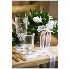 Nastro in chiffon, bianco, 25 mm/25 m (1 pz. / 25 ml)