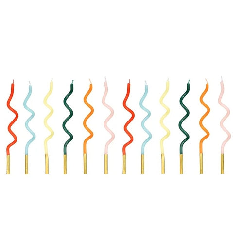 Candele di compleanno ricciolo arcobaleno, 14 cm, mix
