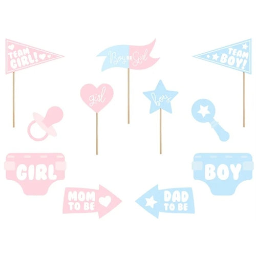 Accessori per foto per la festa di rivelazione del sesso del bambino, mix
