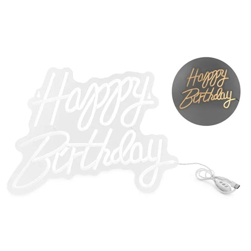 Neon led - buon compleanno, bianco