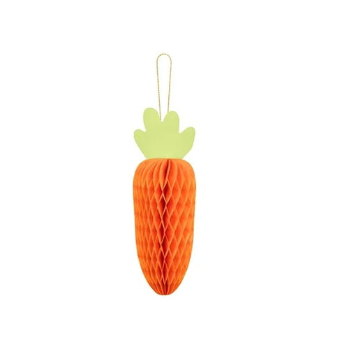 Decorazione di carta a nido d'ape carota, arancione, 20 cm