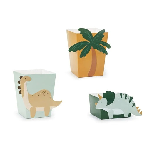 Scatole per snack a tema dinosauri, miste (1 confezione / 6 pezzi)