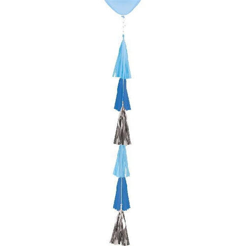 Balloon tail con tassel blu e argento