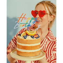 Decorazione per torta "happy birthday", 18x16,5 cm, assortimento misto.