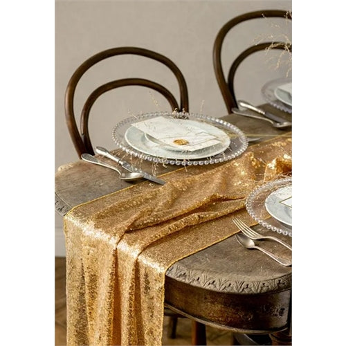 Runner da tavolo con paillettes, argento, 0,3 x 5 m