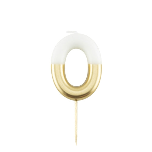 Candelina metal bianco/oro 10,5 cm