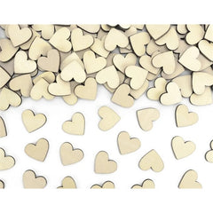 Cuori di coriandoli in legno, 2x2 cm (1 confezione / 50 pezzi)