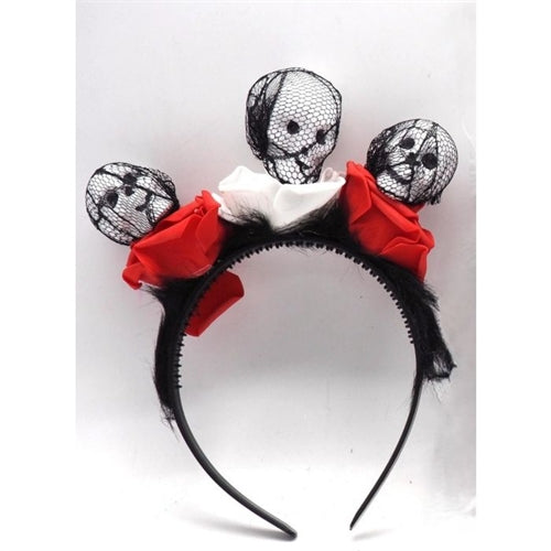 Cerchietto halloween con teschi e rose