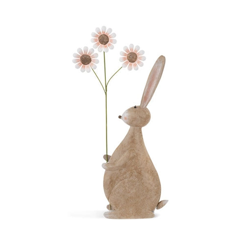 Coniglietto latta con fiori h.360mm