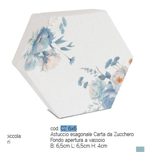 Astuccio esagonale carta da zucchero 6,5 x 6,5 x 4 cm