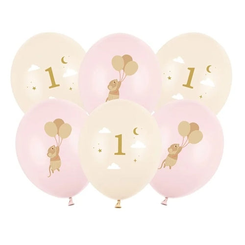 Palloncini 30 cm, topi con numero 1, (1 confezione / 6 pezzi)