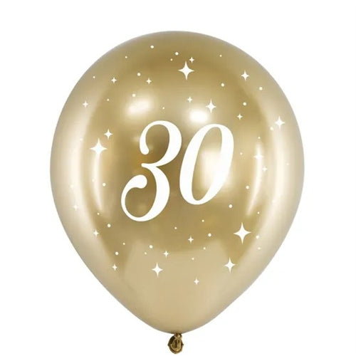 Blister palloncini cromo oro 30 anni 6 pz