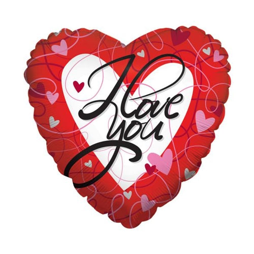 Mylar i love you cuori e strisce cuore supershape 36"