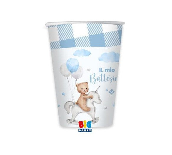 Bicchieri 200 cc battesimo teddy bear 8 pz