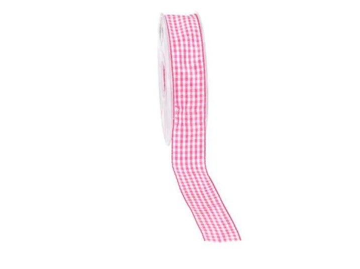 Nastro vichy 25 mm x 20 mt fucsia