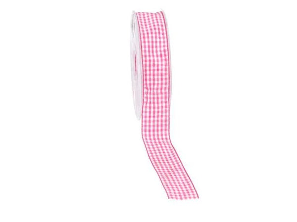 Nastro vichy 25 mm x 20 mt fucsia