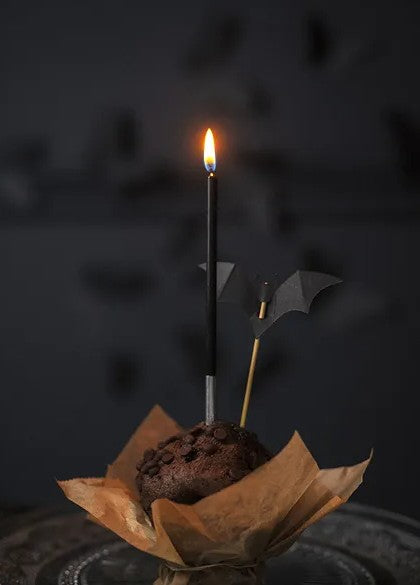Decorazioni per cupcake a forma di pipistrello, nere, 3,6-4,7 cm (1 confezione / 6 pezzi)