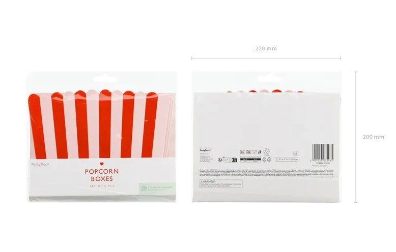 Scatole per popcorn, mix, 11x11x15,5 cm (1 confezione / 6 pezzi)