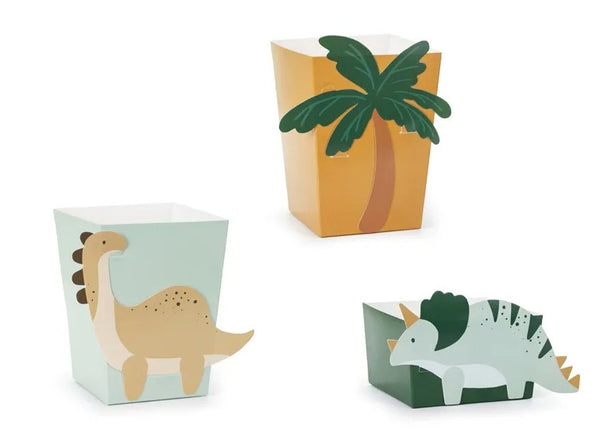 Scatole per snack a tema dinosauri, miste (1 confezione / 6 pezzi)