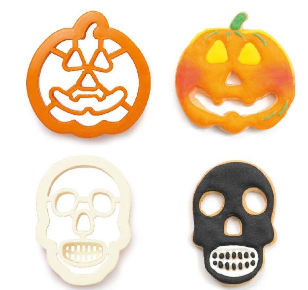 Set 2 cutters tagliapasta in plastica halloween zucca e teschio