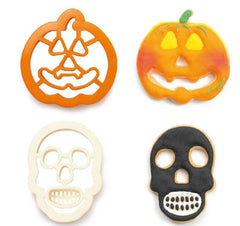 Set 2 cutters tagliapasta in plastica halloween zucca e teschio