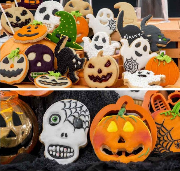Set 2 cutters tagliapasta in plastica halloween zucca e teschio